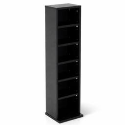 Nordara 6-Tier Black Wooden CD DVD Storage Tower Holds 102 CDs - thumbnail 4