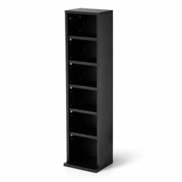 Nordara 6-Tier Black Wooden CD DVD Storage Tower Holds 102 CDs - thumbnail 1
