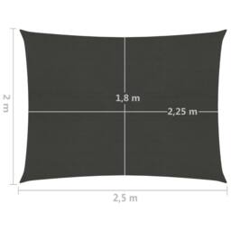 Berkfield Home Sunshade Sail 160 g/m ² Anthracite 2x2.5 m HDPE in Black - thumbnail 6