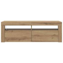 Berkfield Home TV Cabinet with LED Lights Artisan Oak 120x35x40 cm Engineered Wood in Brown - Size: 120 x 35 x 40 cm - thumbnail 6