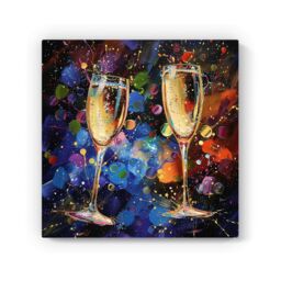 "Warren Reed - Designer Splashart Champagne Flutes Canvas - Size: W16"" x H16""" - thumbnail 2
