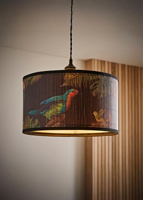 ValueLights Daintree Bamboo Dark Jungle Drum Easy Fit Ceiling Light Lamp Shade in Natural - Size: Medium - image 1