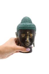 KDMD Large Antique Brass Buddha Head - Serene Decorative Sculpture in Teal - thumbnail 2