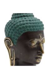KDMD Large Antique Brass Buddha Head - Serene Decorative Sculpture in Teal - thumbnail 3