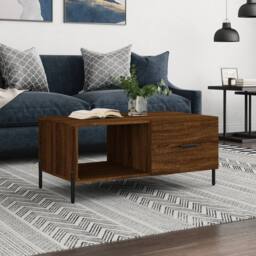 Berkfield Home Coffee Table Brown Oak 90x50x40 cm Engineered Wood - Size: 90 x 50 x 40 cm - thumbnail 2