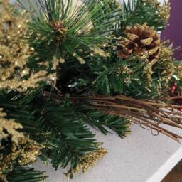 Samuel Alexander 180cm (6ft) Premier Gold Dressed Christmas Garland with Berries Pine Cones & Gold Baubles in Green - thumbnail 5