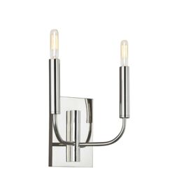 Loops Twin Wall Light Sconce Highly Polished Nickel Finish LED E14 60W Bulb d00641 in Metallics - thumbnail 2