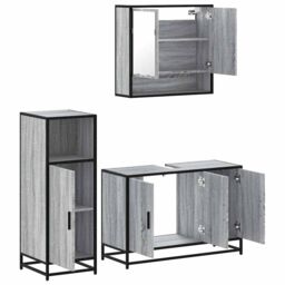 Berkfield Home 3 Piece Bathroom Furniture Set Grey Sonoma Engineered Wood - thumbnail 6