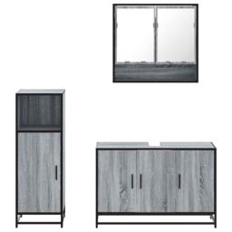 Berkfield Home 3 Piece Bathroom Furniture Set Grey Sonoma Engineered Wood - thumbnail 5