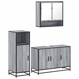 Berkfield Home 3 Piece Bathroom Furniture Set Grey Sonoma Engineered Wood - thumbnail 2