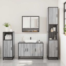 Berkfield Home 3 Piece Bathroom Furniture Set Grey Sonoma Engineered Wood - thumbnail 3