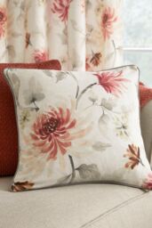 Dreams & Drapes 'Nadia' 100% Cotton Watercolour Floral Print Filled Cushion in Red - Size: 43 cm x 43 cm - thumbnail 2
