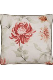 Dreams & Drapes 'Nadia' 100% Cotton Watercolour Floral Print Filled Cushion in Red - Size: 43 cm x 43 cm
