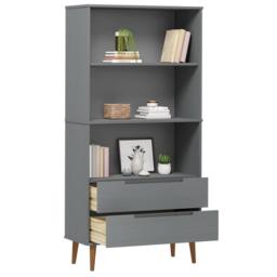 Berkfield Home Beautiful Bookcase MOLDE Grey 85x35x170, 5 cm Solid Wood Pine