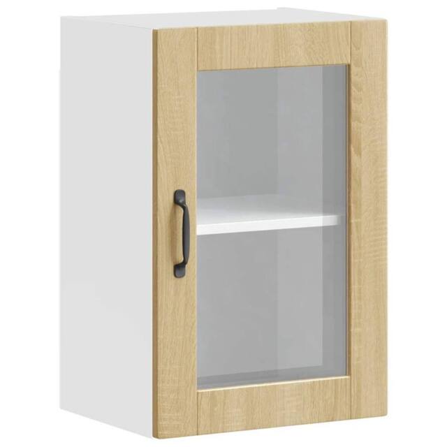 Berkfield Home Kitchen Wall Cabinet with Glass Door¬†Porto Sonoma Oak in Light Oak - image 1