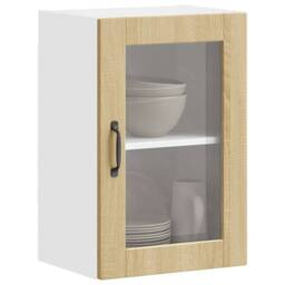 Berkfield Home Kitchen Wall Cabinet with Glass Door¬†Porto Sonoma Oak in Light Oak - thumbnail 2