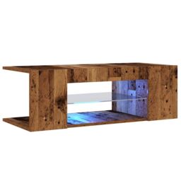 Berkfield Home TV Cabinet with LED Lights Old Wood 90x39x30 cm Engineered Wood in Brown - Size: 90 x 39 x 30 cm - thumbnail 5