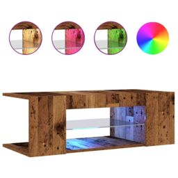 Berkfield Home TV Cabinet with LED Lights Old Wood 90x39x30 cm Engineered Wood in Brown - Size: 90 x 39 x 30 cm - thumbnail 2