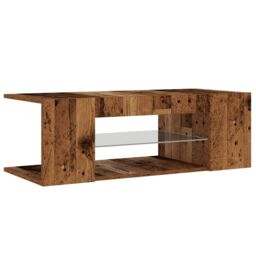 Berkfield Home TV Cabinet with LED Lights Old Wood 90x39x30 cm Engineered Wood in Brown - Size: 90 x 39 x 30 cm - thumbnail 6