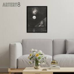 "Artery8 Angel of Certitude & Questioning Eye Redon Black Framed Canvas in Grey - Size: W12"" x H16""" - thumbnail 3