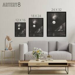 "Artery8 Angel of Certitude & Questioning Eye Redon Black Framed Canvas in Grey - Size: W12"" x H16""" - thumbnail 4