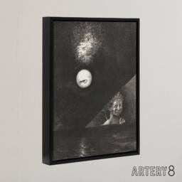"Artery8 Angel of Certitude & Questioning Eye Redon Black Framed Canvas in Grey - Size: W12"" x H16""" - thumbnail 2