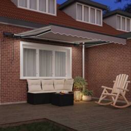 Berkfield Home Manual Retractable Awning with LED Light Grey 300x250 cm - thumbnail 3