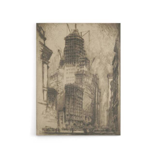 "Artery8 Joseph Pennell Standard Oil Building With Scaffolding Canvas Art Print in Grey - Size: W12"" x H16""" - image 1