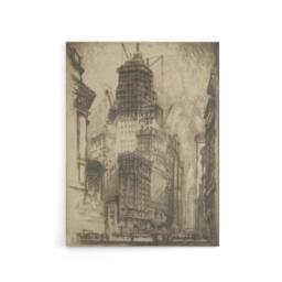 "Artery8 Joseph Pennell Standard Oil Building With Scaffolding Canvas Art Print in Grey - Size: W12"" x H16""" - thumbnail 1