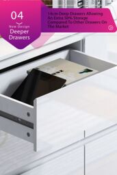 FWStyle Stora Gloss 6 Drawer Chest (H) 77 (W) 110 (D) 40cm Extra Deep Drawers in White - thumbnail 5