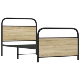 Berkfield Home Bed Frame Without Mattress 100x190 cm Sonoma Oak Engineered Wood in Brown - thumbnail 5