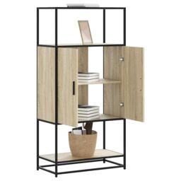 Berkfield Home Highboard Sonoma Oak 68x35x139 cm Engineered Wood & Metal in Brown - Size: 68 x 35 x 139 cm - thumbnail 1