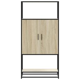 Berkfield Home Highboard Sonoma Oak 68x35x139 cm Engineered Wood & Metal in Brown - Size: 68 x 35 x 139 cm - thumbnail 4