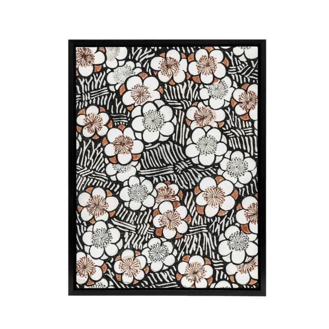"Artery8 Flowerbed Floral Pattern Framed Canvas Wall Art Print Shin Bijutsukai in Black - Size: W12"" x H16""" - image 1