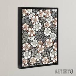 "Artery8 Flowerbed Floral Pattern Framed Canvas Wall Art Print Shin Bijutsukai in Black - Size: W12"" x H16""" - thumbnail 2