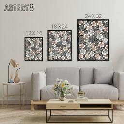 "Artery8 Flowerbed Floral Pattern Framed Canvas Wall Art Print Shin Bijutsukai in Black - Size: W12"" x H16""" - thumbnail 4