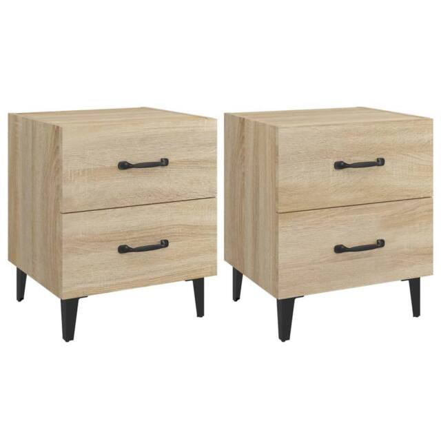 Berkfield Home Bedside Cabinets 2 pcs Sonoma Oak 40x35x47.5 cm in Light Tan - image 1