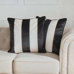 OHS 2 Pack Stripe Matte Velvet Cushion Covers in White - Size: 45 cm x 45 cm