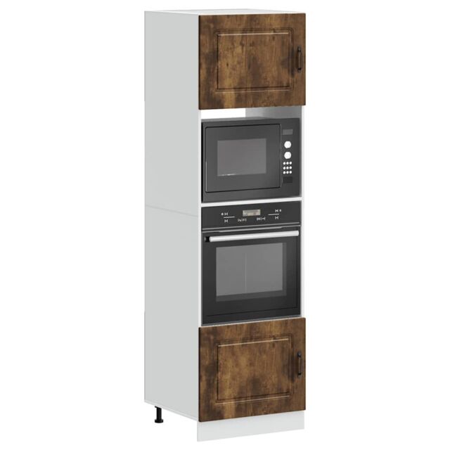 Berkfield Home Oven Cabinets 2 pcs Lucca Smoked Oak Engineered Wood in Brown - image 1