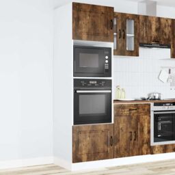 Berkfield Home Oven Cabinets 2 pcs Lucca Smoked Oak Engineered Wood in Brown - thumbnail 3