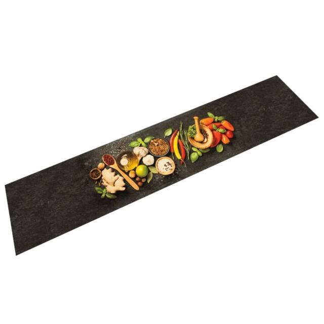 Berkfield Home Kitchen Rug Washable Spices 60x300 cm Velvet in Black - image 1