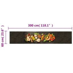 Berkfield Home Kitchen Rug Washable Spices 60x300 cm Velvet in Black - thumbnail 5