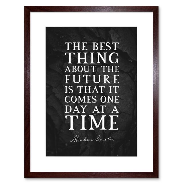 "Artery8 Wall Art Print Slate Quote Abraham Lincoln The Future Artwork Framed 9X7 Inch in Brown - Size: W7"" x H9""" - image 1