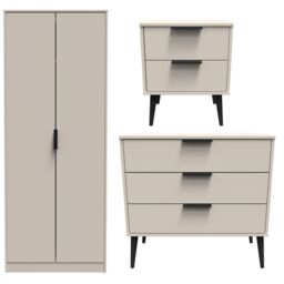 Ready Assembled 2 U Tulsa 3 Piece Bedroom Furniture pack (Ready Assembled) in Taupe - Size: Large