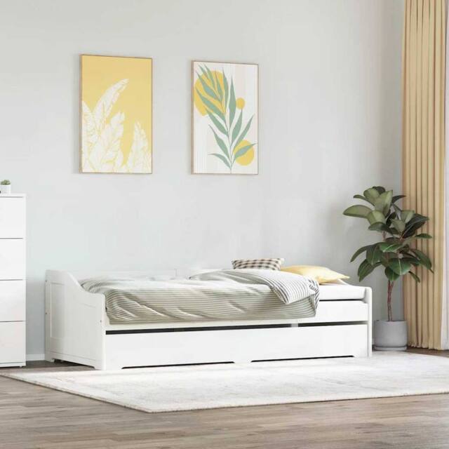 Berkfield Home Stylish Daybed with Trundle without Mattress IRUN White 90x200 cm - image 1