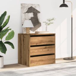 Berkfield Home Corner Chest of Drawers Artisian Oak 60x41x58 cm Engineered Wood in Brown - Size: 60 x 41 x 58 cm - thumbnail 3
