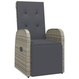 Berkfield Home 7 Piece Garden Dining Set with Cushions Grey Poly Rattan - thumbnail 3