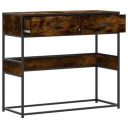 Berkfield Home Console Table Smoked Oak 90x35x80 cm Engineered Wood in Brown - Size: 90 x 35 x 80 cm - thumbnail 7