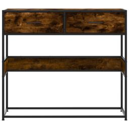 Berkfield Home Console Table Smoked Oak 90x35x80 cm Engineered Wood in Brown - Size: 90 x 35 x 80 cm - thumbnail 4