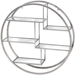 Sostter Large Silver Geometric Metal Round Wall Shelf